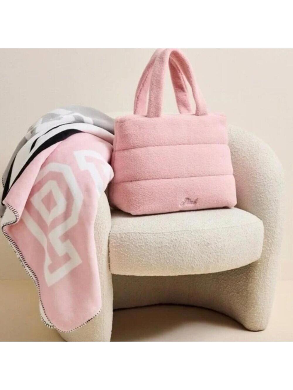 NWT PINK Victoria’s Secret Cozy Fleece Plush Tote
